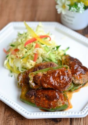 とろろ昆布入りピーマンの肉詰め-レシピのメイン写真