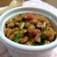 梅肉と三つ葉の納豆~時々揚げ玉~