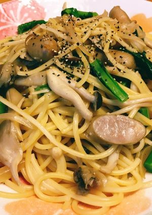きのことのらぼう菜のパスタ-レシピのメイン写真