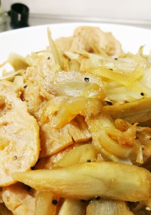 大豆のお肉とごぼう・玉ねぎの牛丼風味-レシピのメイン写真