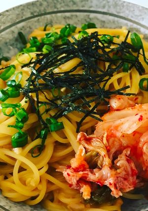 ウニ 納豆 キムチのパスタ-レシピのメイン写真
