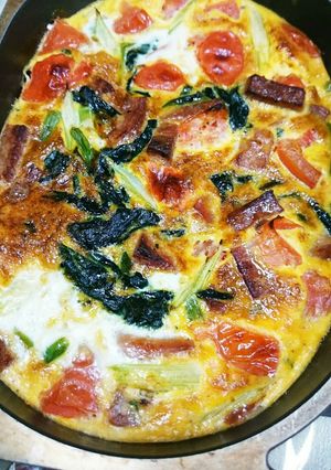 スパムと野菜のオープンオムレツ-レシピのメイン写真