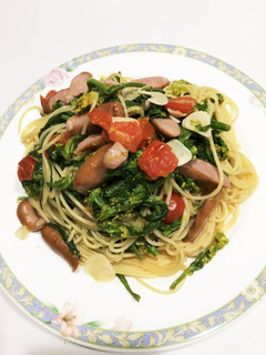 菜の花とソーセージとトマトのパスタ-レシピのメイン写真