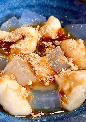 冷たいぷるもちな豆乳餅と寒天の和風スイーツ♪-レシピのメイン写真
