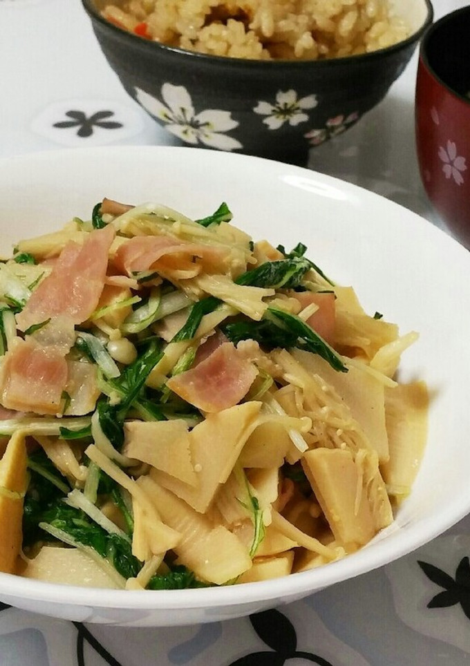 簡単 ササッと！水菜とタケノコの炒め物☆-レシピのメイン写真