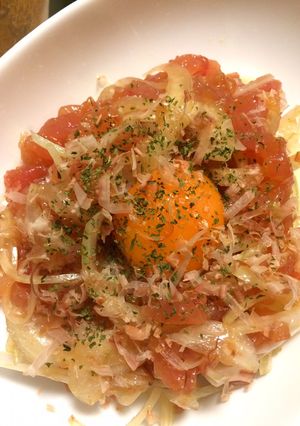 ビンチョウマグロと新玉ねぎのユッケ風-レシピのメイン写真