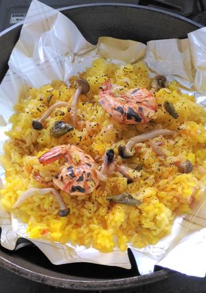 炊飯器＆バーナーで♪お手軽本格パエリア-レシピのメイン写真