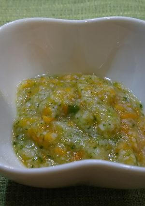 人参と葉物野菜のお粥【離乳食初期】-レシピのメイン写真