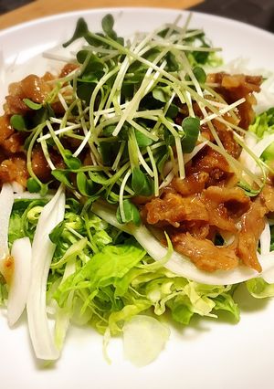 春キャベツと新タマの照り豚乗せ！＃春野菜-レシピのメイン写真