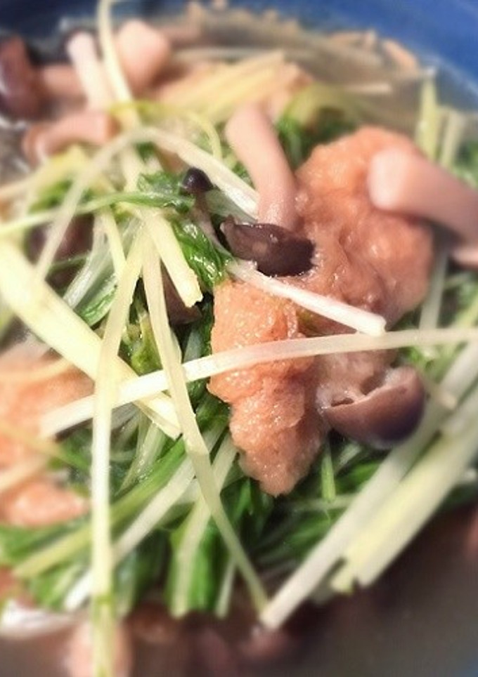 簡単☆油麩とシメジと水菜の煮浸し-レシピのメイン写真