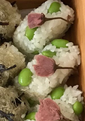 俵型おにぎり♡枝豆と桜 ひな祭り-レシピのメイン写真