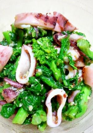 菜の花といかの粒マスタード酢味噌和え-レシピのメイン写真