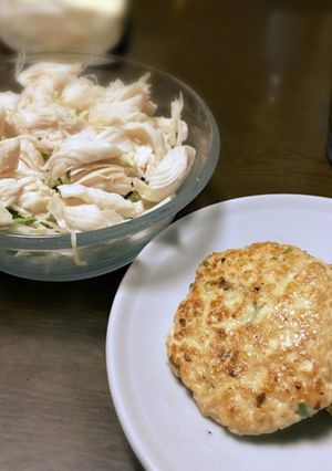 豆腐ハンバーグとササミサラダ-レシピのメイン写真