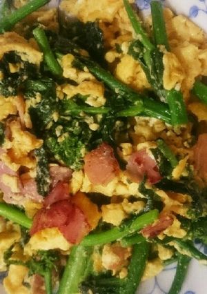 菜の花とベーコンの玉子炒め-レシピのメイン写真