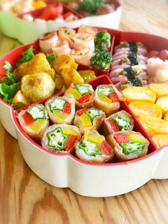 お弁当に♪彩り野菜の豚巻しょうが焼き-レシピのメイン写真
