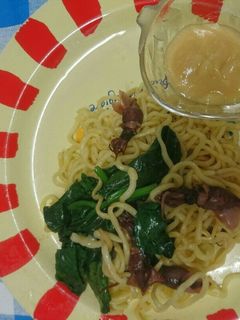 ホタルイカとほうれん草の焼きそば、-レシピのメイン写真