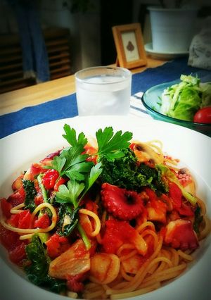 タコとトマトのパスタ（オクトパスタ）-レシピのメイン写真