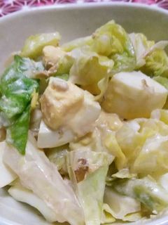レンジ蒸しキャベツと卵のおかかマヨサラダ-レシピのメイン写真