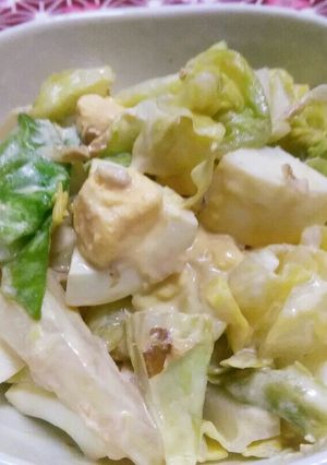 レンジ蒸しキャベツと卵のおかかマヨサラダ-レシピのメイン写真