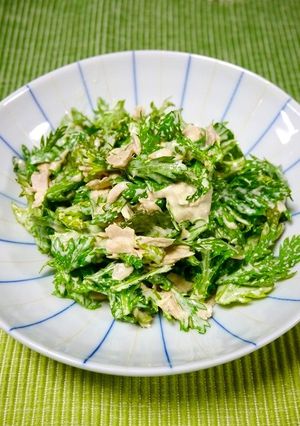 簡単サラダ！春菊とツナのわさびマヨ和え-レシピのメイン写真
