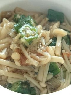 簡単常備菜!オクラでつるっとえのきなめ茸-レシピのメイン写真