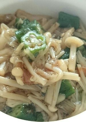 簡単常備菜!オクラでつるっとえのきなめ茸-レシピのメイン写真