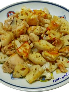 蓮根と鶏肉の塩こしょう炒め-レシピのメイン写真