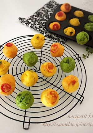 混ぜて焼くだけ♡カラフル〜ミニケークサレ-レシピのメイン写真