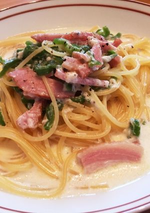 ベーコンとピーマンの牛乳パスタ-レシピのメイン写真