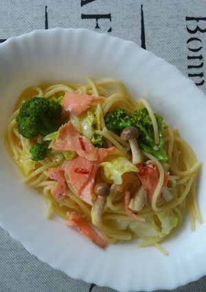 春キャベツdeスモークサーモンパスタ♪-レシピのメイン写真