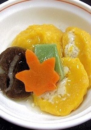 介護食　かぼちゃのそぼろ煮　茶巾絞り風-レシピのメイン写真