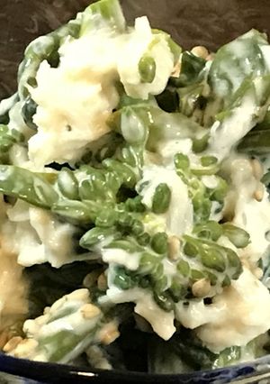 菜の花と貝柱ほぐし身のマヨネーズ和え-レシピのメイン写真