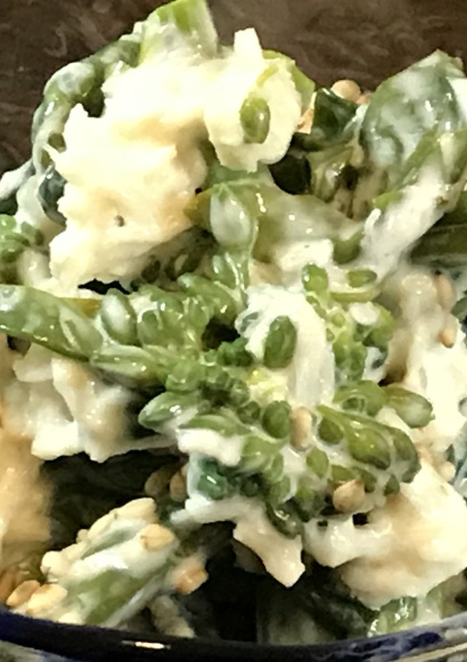 菜の花と貝柱ほぐし身のマヨネーズ和え-レシピのメイン写真