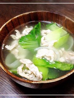青梗菜と豚肉の中華スープ-レシピのメイン写真