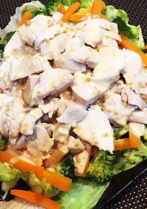 レンチン！だけの温野菜♡蒸し鶏も一緒に♡-レシピのメイン写真