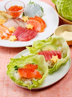 香味酢飯のアレンジ☆レタス手巻き寿司-レシピのメイン写真