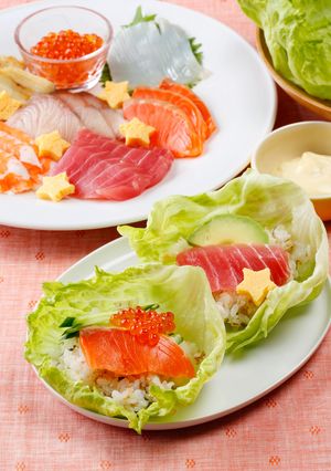 香味酢飯のアレンジ☆レタス手巻き寿司-レシピのメイン写真
