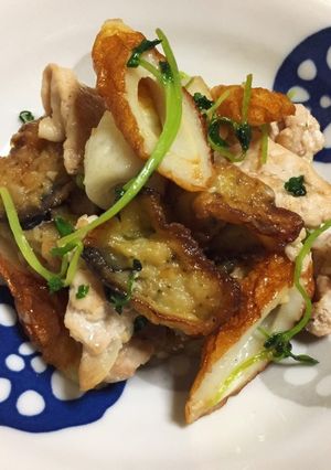 豆苗と揚げ焼きナスのめんつゆ炒め-レシピのメイン写真
