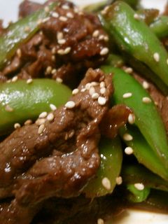 スナップエンドウと牛肉の焼き肉のタレ炒め-レシピのメイン写真