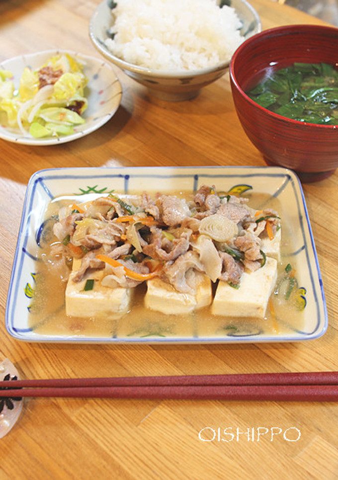 豚こま肉豆腐~生姜たっぷりとろとろタレ-レシピのメイン写真