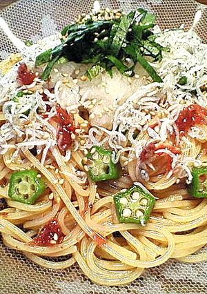 梅しらす＆オクラの和風冷製パスタ-レシピのメイン写真