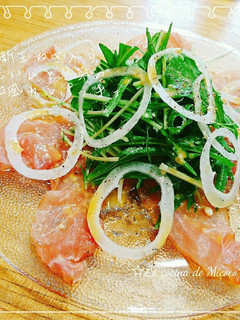 新玉ねぎと生ハムと水菜の和風カルパッチョ-レシピのメイン写真