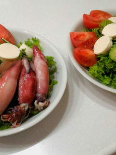 わさび菜と豆腐とヤリイカのサラダ-レシピのメイン写真