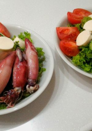 わさび菜と豆腐とヤリイカのサラダ-レシピのメイン写真