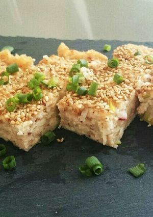 豆腐で簡単ヘルシー蛸と鶏挽き肉の松風焼き-レシピのメイン写真