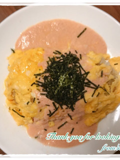パスタソースで♡明太子の簡単オムライス-レシピのメイン写真
