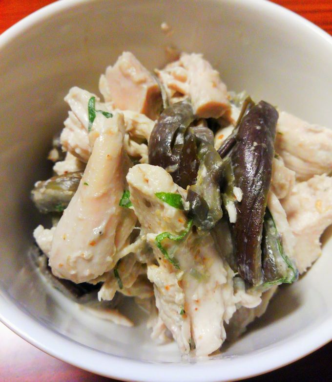 茄子と鶏ムネのシソマヨ和え-レシピのメイン写真