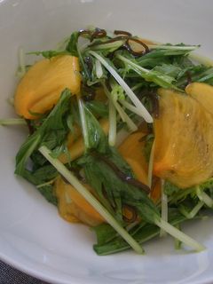 水菜と柿の塩昆布サラダ-レシピのメイン写真