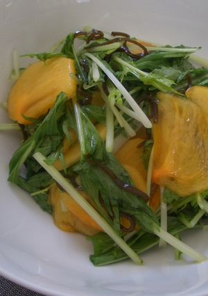 水菜と柿の塩昆布サラダ-レシピのメイン写真