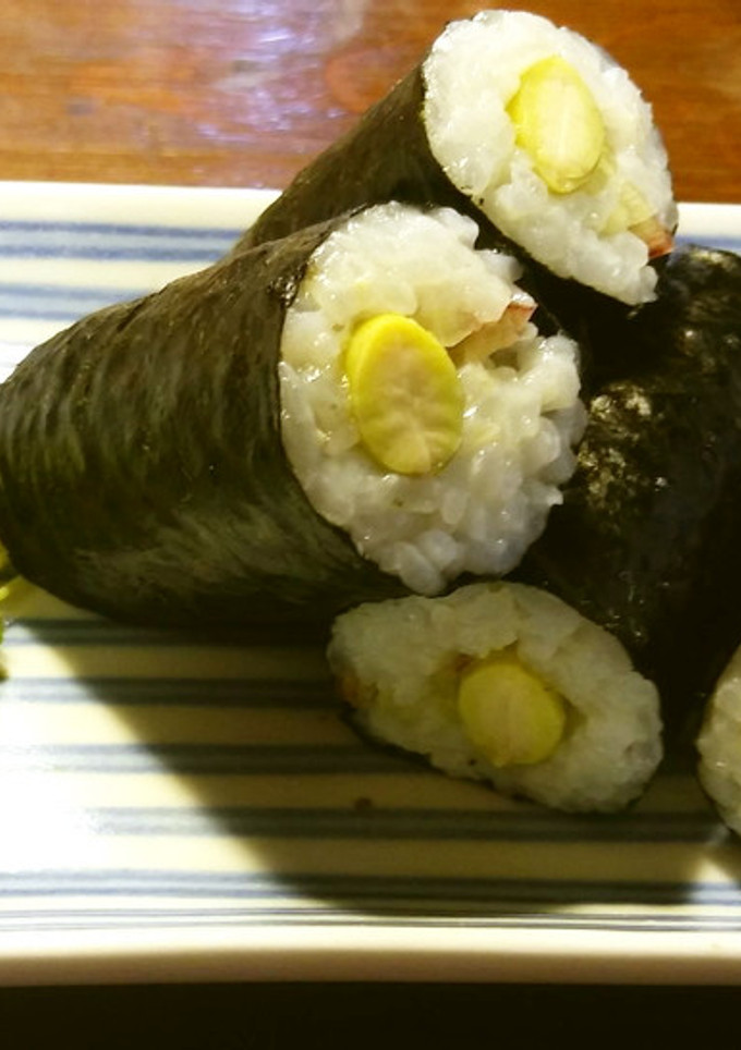ひたし豆(秘伝豆）の細巻き　あて巻き-レシピのメイン写真